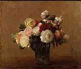 Henri Fantin-Latour Roses in a Glass Vase painting